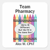 Gepersonaliseerde apotheektechnicus vierkante sticker (Voorkant)