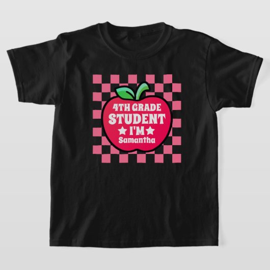 Gepersonaliseerde Apple 4e klas studentennaam T-shirt (Laagn)