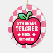 Gepersonaliseerde Apple 5e klas lerarenfoto Keramisch Ornament (Links)