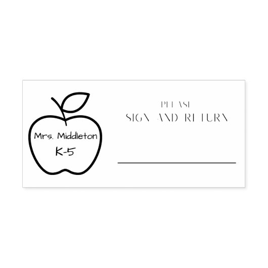 Gepersonaliseerde Apple Sign en Return Rubberstempel (Afrduk)