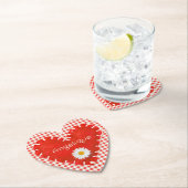 Gepersonaliseerde Applique Heart en Daisy op Gingh Kartonnen Onderzetters (Insitu)