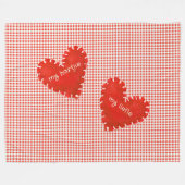 Gepersonaliseerde Applique Hearts Gingham Daisies Fleece Deken (Voorkant (Horizontaal))