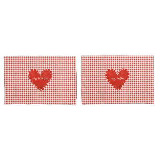 Gepersonaliseerde Applique Hearts Gingham Daisies Kussensloop (Voorkant-Set)