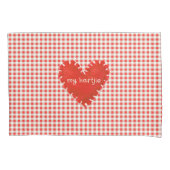 Gepersonaliseerde Applique Hearts Gingham Daisies Kussensloop (Voorkant-Links)