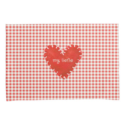 Gepersonaliseerde Applique Hearts Gingham Daisies Kussensloop (Voorkant-Rechts)