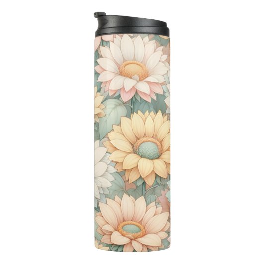 Gepersonaliseerde April Geboorte Bloem Daisy 16 oz Thermosbeker (Geroteerd rechts)