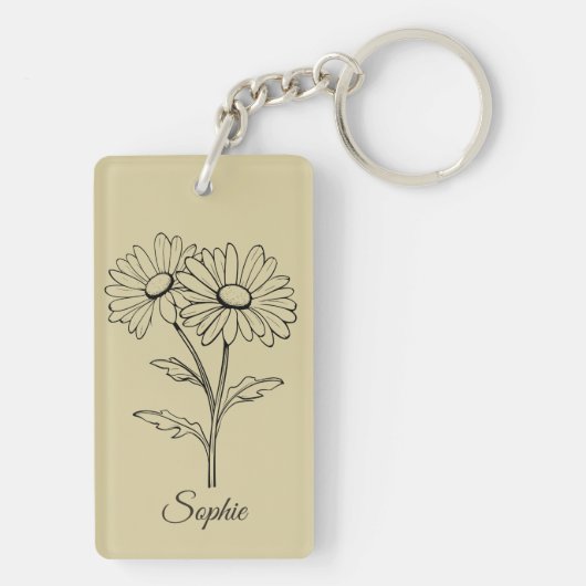 Gepersonaliseerde April Geboorte Bloem Daisy Sleut Sleutelhanger (achterkant)