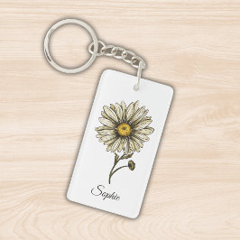 Gepersonaliseerde April Geboorte Bloem Daisy Sleut Sleutelhanger