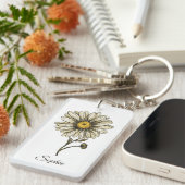 Gepersonaliseerde April Geboorte Bloem Daisy Sleut Sleutelhanger (Voorkant Rechts)