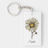 Gepersonaliseerde April Geboorte Bloem Daisy Sleut Sleutelhanger (Voorkant)