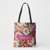 Gepersonaliseerde April Geboorte Bloem Daisy Tote Bag (Voorkant)