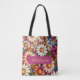 Gepersonaliseerde April Geboorte Bloem Daisy Tote Bag