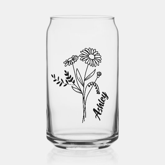 Gepersonaliseerde April Geboorte Maand Bloem Daisi Blikvorm Glas (Voorkant)