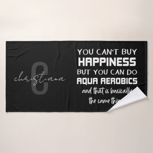 Gepersonaliseerde Aqua Aerobics is Happiness Funny Badhanddoek (Badhanddoek)