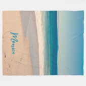 Gepersonaliseerde Aqua Blauwgroen Beach Foto Fleece Deken (Voorkant (Horizontaal))