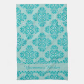 Gepersonaliseerde aqua blauwgroen theedoek (Verticaal)