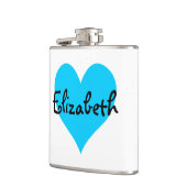 Gepersonaliseerde Aqua Blue Heart Heupfles (Links)