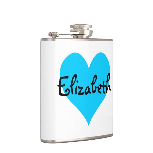 Gepersonaliseerde Aqua Blue Heart Heupfles (Rechts)