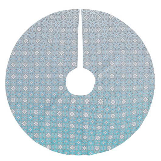Gepersonaliseerde Aqua Blue Mandala Kerstmis Kerstboom Rok (Voorkant)