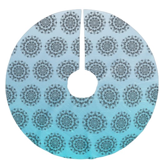 Gepersonaliseerde Aqua Blue Mandala Kerstmis Kerstboom Rok (Voorkant)