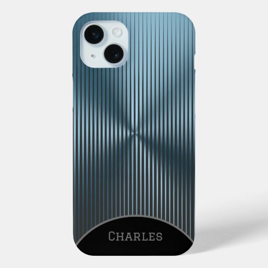 Gepersonaliseerde Aqua Blue Metallic en Zwart Case-Mate iPhone Case (Achterkant)