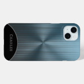 Gepersonaliseerde Aqua Blue Metallic en Zwart Case-Mate iPhone Case (Achterkant (horizontaal))