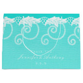 Gepersonaliseerde Aqua Blue Ocean Royal Lace Groot Cadeauzakje (Voorkant)