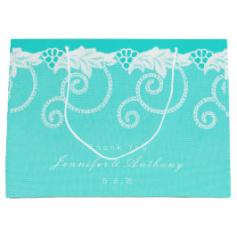Gepersonaliseerde Aqua Blue Ocean Royal Lace Groot Cadeauzakje