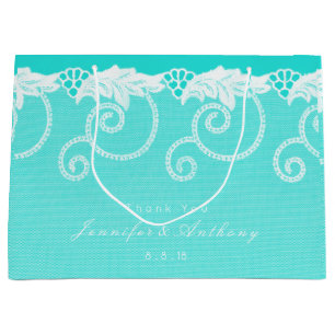 Gepersonaliseerde Aqua Blue Ocean Royal Lace Groot Cadeauzakje