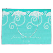Gepersonaliseerde Aqua Blue Ocean Royal Lace Groot Cadeauzakje (Achterkant)