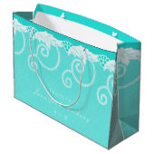 Gepersonaliseerde Aqua Blue Ocean Royal Lace Groot Cadeauzakje (Achterkant Gekanteld)