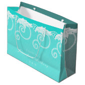 Gepersonaliseerde Aqua Blue Ocean Royal Lace Groot Cadeauzakje (Voorkant Gekanteld)