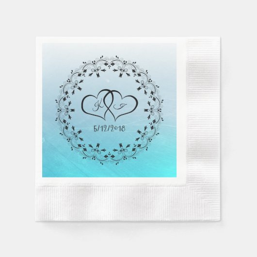 Gepersonaliseerde Aqua Blue Scratches Cocktail ser Servet (Voorkant)