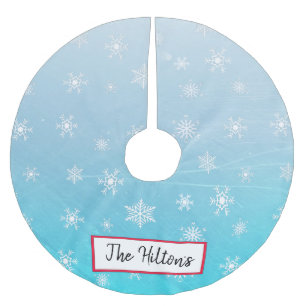 Gepersonaliseerde Aqua Blue Snowflake-kerstrok Kerstboom Rok