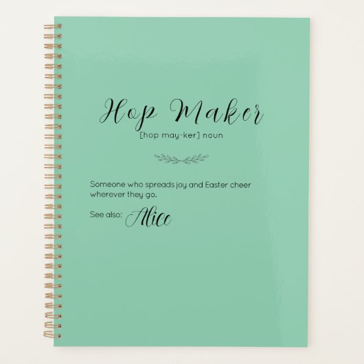 Gepersonaliseerde Aqua Easter Bunny Planner - Hop  (Voorkant)
