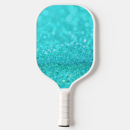 Gepersonaliseerde Aqua Glitter Monogrammed Pickleball Paddle (Achterkant)