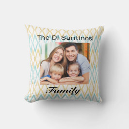 Gepersonaliseerde Aqua & Gold Diamond familiefoto Kussen