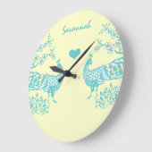 Gepersonaliseerde Aqua Peacock Vogel Wandklok (Hoek)