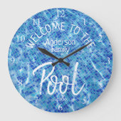 Gepersonaliseerde Aqua Tegel Welkom bij het famili Grote Klok (Voorkant)
