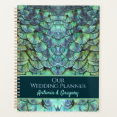 Gepersonaliseerde Aqua Vibrant Peacock Feathers We Planner (Voorkant)