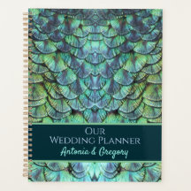 Gepersonaliseerde Aqua Vibrant Peacock Feathers We