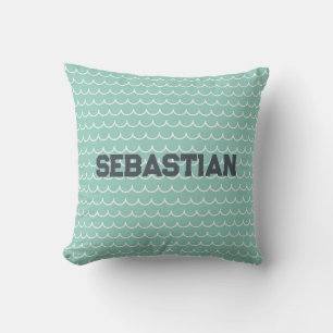 Gepersonaliseerde Aqua & White Ocean Wave Kussen