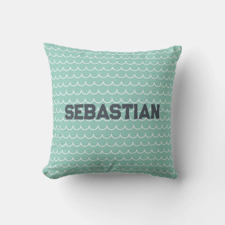 Gepersonaliseerde Aqua & White Ocean Wave Kussen
