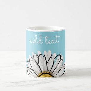 Gepersonaliseerde Aqua & Yellow Daisy Coffee Mok