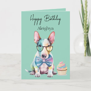 Gepersonaliseerde aquarel British Bull Terrier Kaa Kaart
