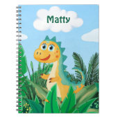 Gepersonaliseerde aquarel dinosaurus jongens schoo notitieboek (Voorkant)