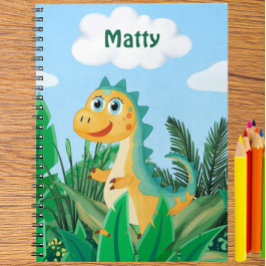 Gepersonaliseerde aquarel dinosaurus jongens schoo notitieboek
