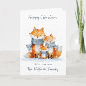 Gepersonaliseerde aquarel Fox Family Kerstmis Feestdagen Kaart (Voorkant)