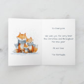 Gepersonaliseerde aquarel Fox Family Kerstmis Feestdagen Kaart (Binnen)