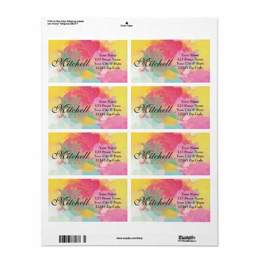 Gepersonaliseerde aquarel verzending adresetikette etiket (Full Sheet)